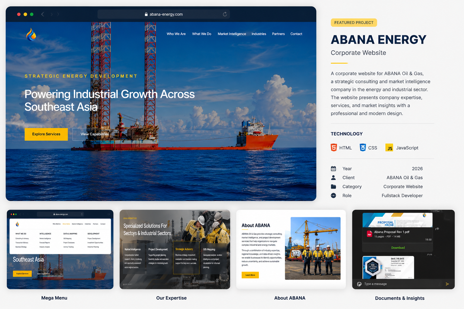 ABANA Oil & Gas website overview